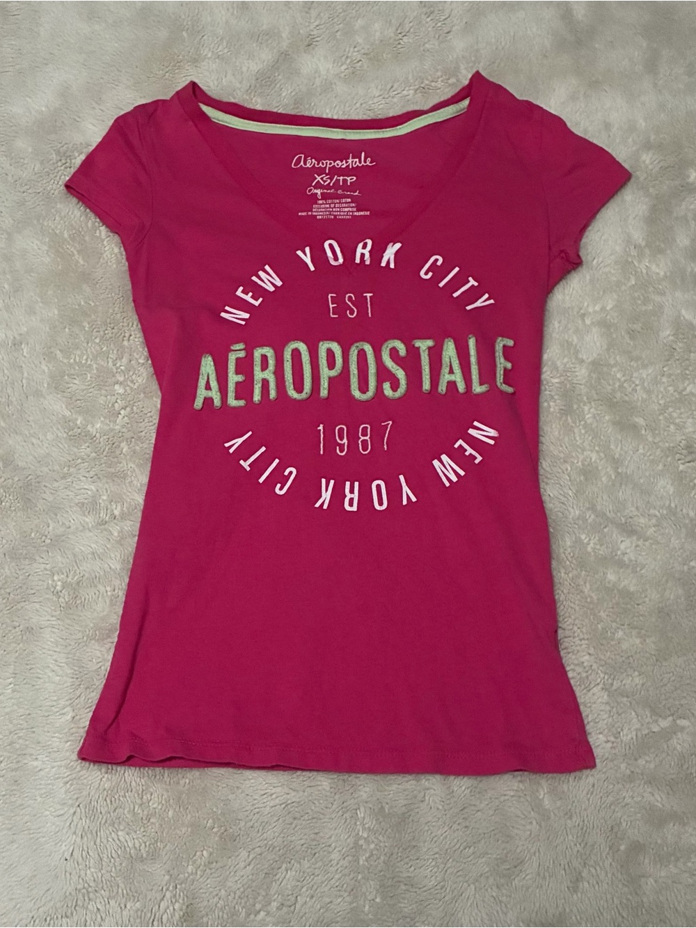 Aeropostale Fuchsia Scoop Neck Logo Tee